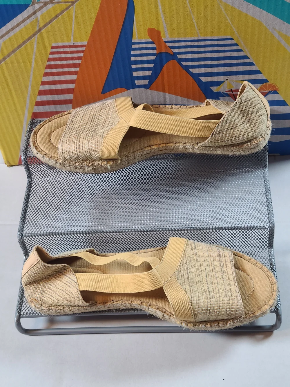 Talbots Womens Casual Beige Tan Crisscross Espadrille Flats Size 6.5